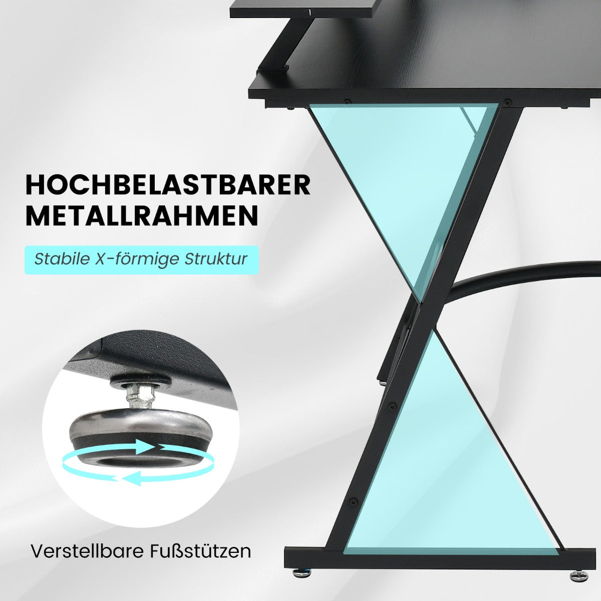 Eckschreibtisch, Schreibtisch L Form, L Schreibtisch, Gaming Tisch, Eckschreibtisch mit Steckdose, Monitorständer, Costway, 6