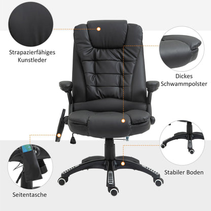 Bürostuhl, Ergonomischer Bürostuhl, Drehstuhl, Gamingstuhl, Chefsessel mit 6-Punkt Vibrationsmassage & Wärmefunktion, HOMCOM, 6