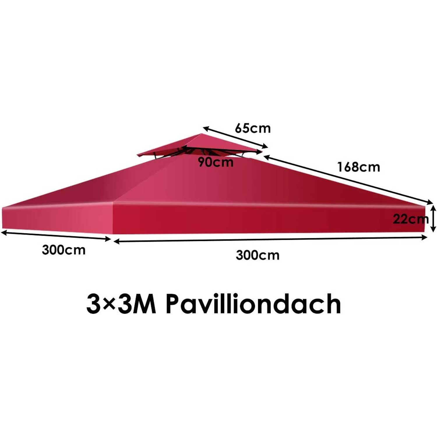 Gartenpavillon 3x3 m, Gartenpavillon metall, Ersatz-Oberabdeckung, Terrassenüberdachung für Doppelstöckigen Pavillon