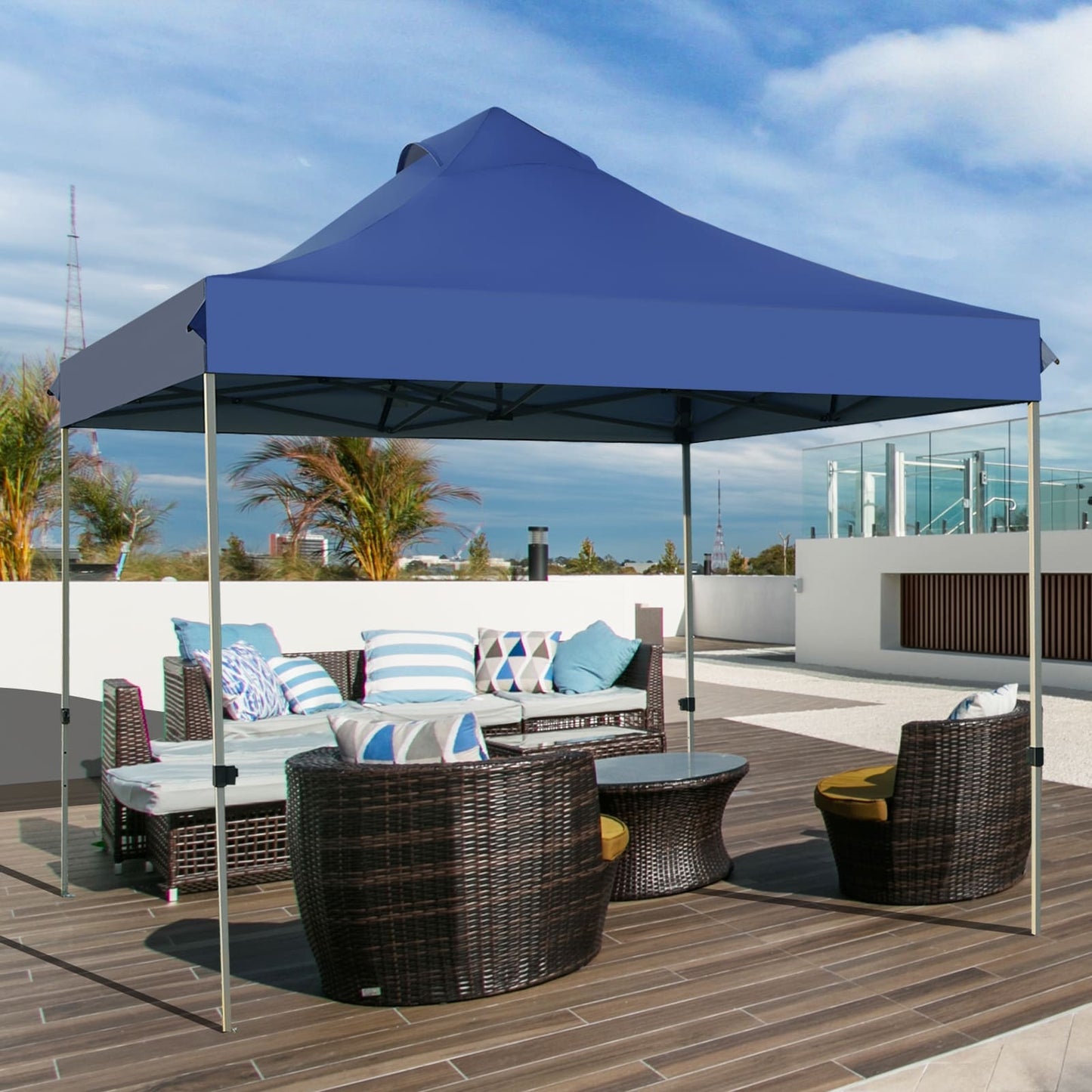 Gartenpavillon, Faltpavillon 3x3 -m, Pavillon Faltbar wasserdicht stabil Winterfest Partyzelt, Blau, Costway, 2