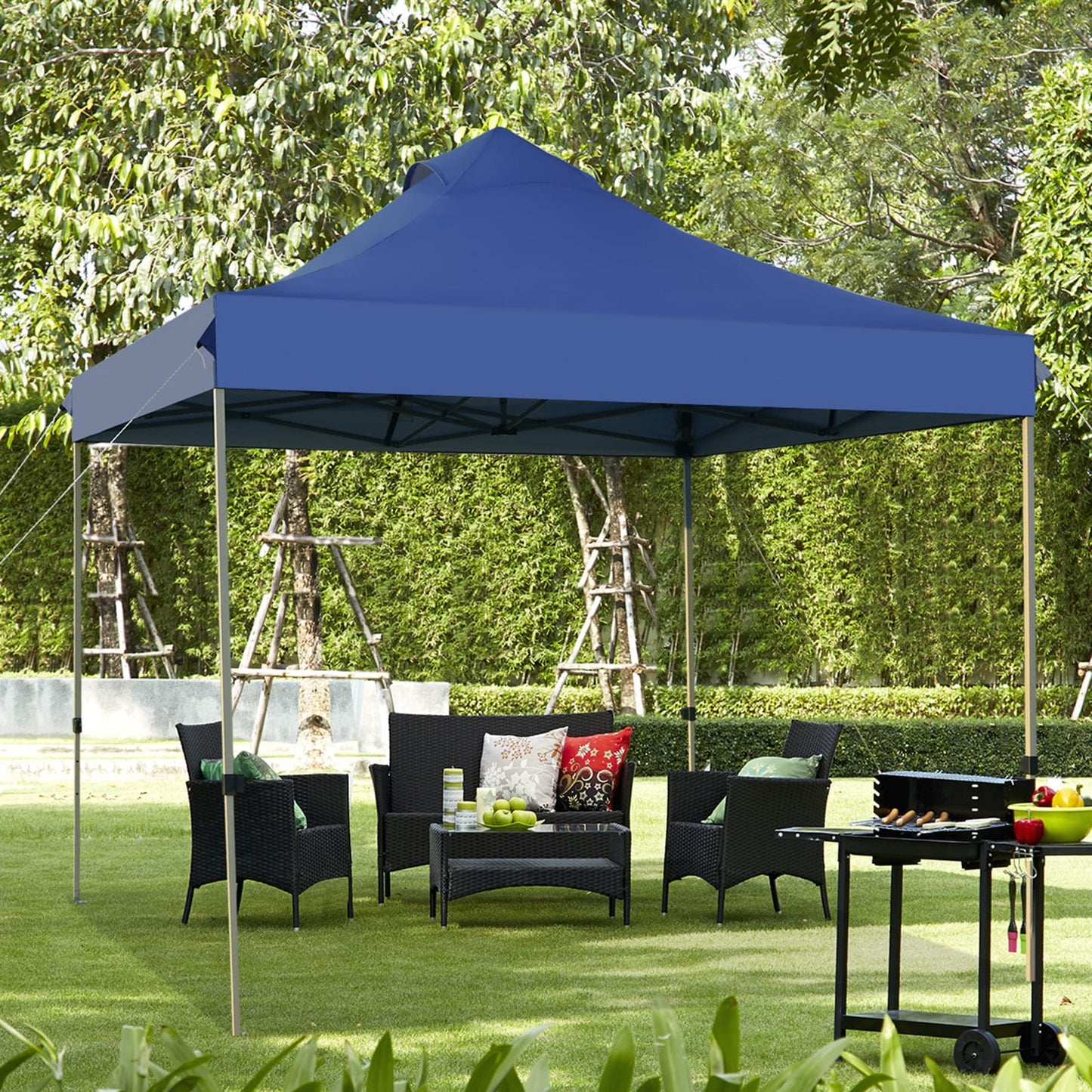 Gartenpavillon, Faltpavillon 3x3 -m, Pavillon Faltbar wasserdicht stabil Winterfest Partyzelt, Blau, Costway