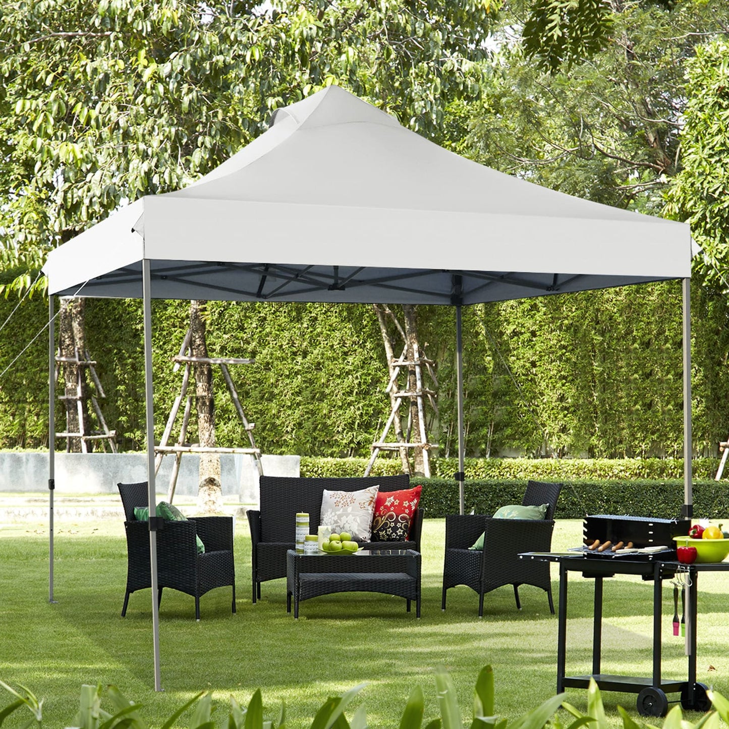 Faltpavillon 3x3 m, Pavillon faltbar, Faltpavillon wasserdicht stabil Winterfest Partyzelt mit Tragetasche auf Rollen, Costway