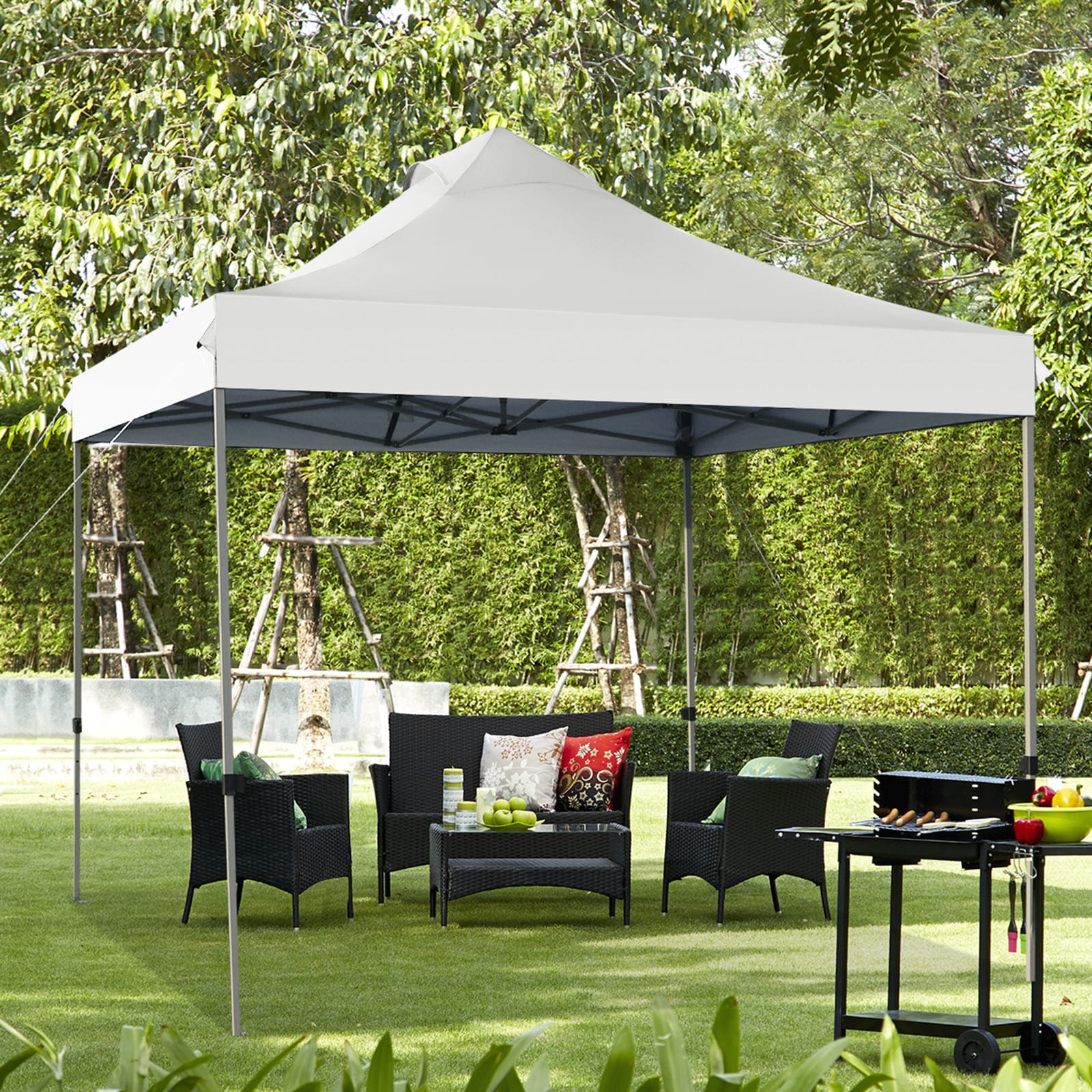 Faltpavillon 3x3 m, Pavillon faltbar, Faltpavillon wasserdicht stabil Winterfest Partyzelt mit Tragetasche auf Rollen, Costway