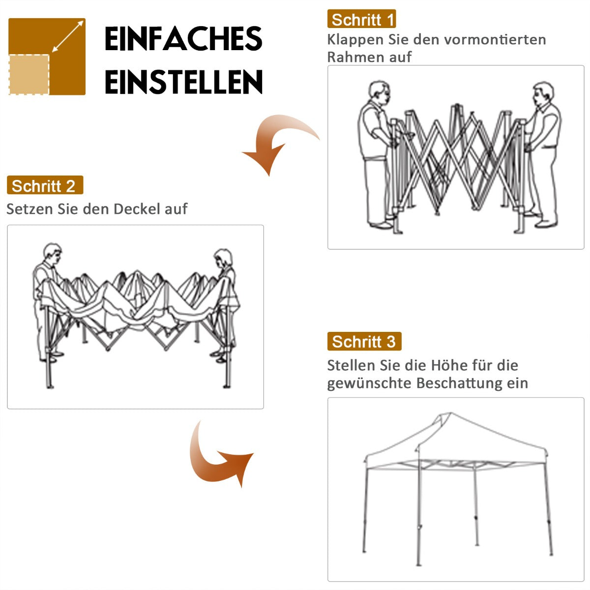 Faltpavillon 3x3 m, Pavillon faltbar, Faltpavillon wasserdicht stabil Winterfest Partyzelt mit Tragetasche auf Rollen, Costway, 5