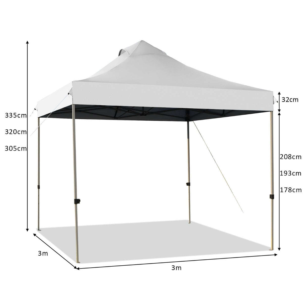Faltpavillon 3x3 m, Pavillon faltbar, Faltpavillon wasserdicht stabil Winterfest Partyzelt mit Tragetasche auf Rollen, Costway, 4