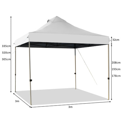 Faltpavillon 3x3 m, Pavillon faltbar, Faltpavillon wasserdicht stabil Winterfest Partyzelt mit Tragetasche auf Rollen, Costway, 4