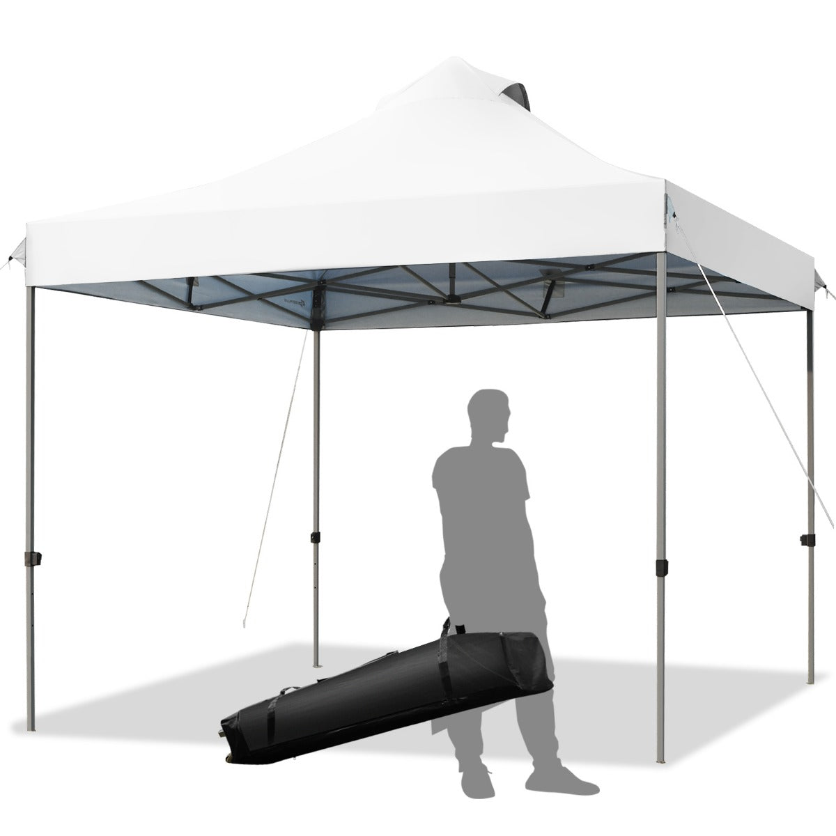 Faltpavillon 3x3 m, Pavillon faltbar, Faltpavillon wasserdicht stabil Winterfest Partyzelt mit Tragetasche auf Rollen, Costway, 3