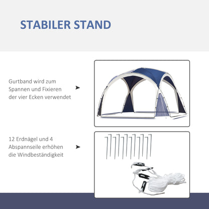 Faltpavillon, Kuppelzelt, für 6 bis 8 Personen, Stabile Zelt, Gartenzelt, Kuppelpavillon, Partyzelt für Terrasse, Outsunny, 7