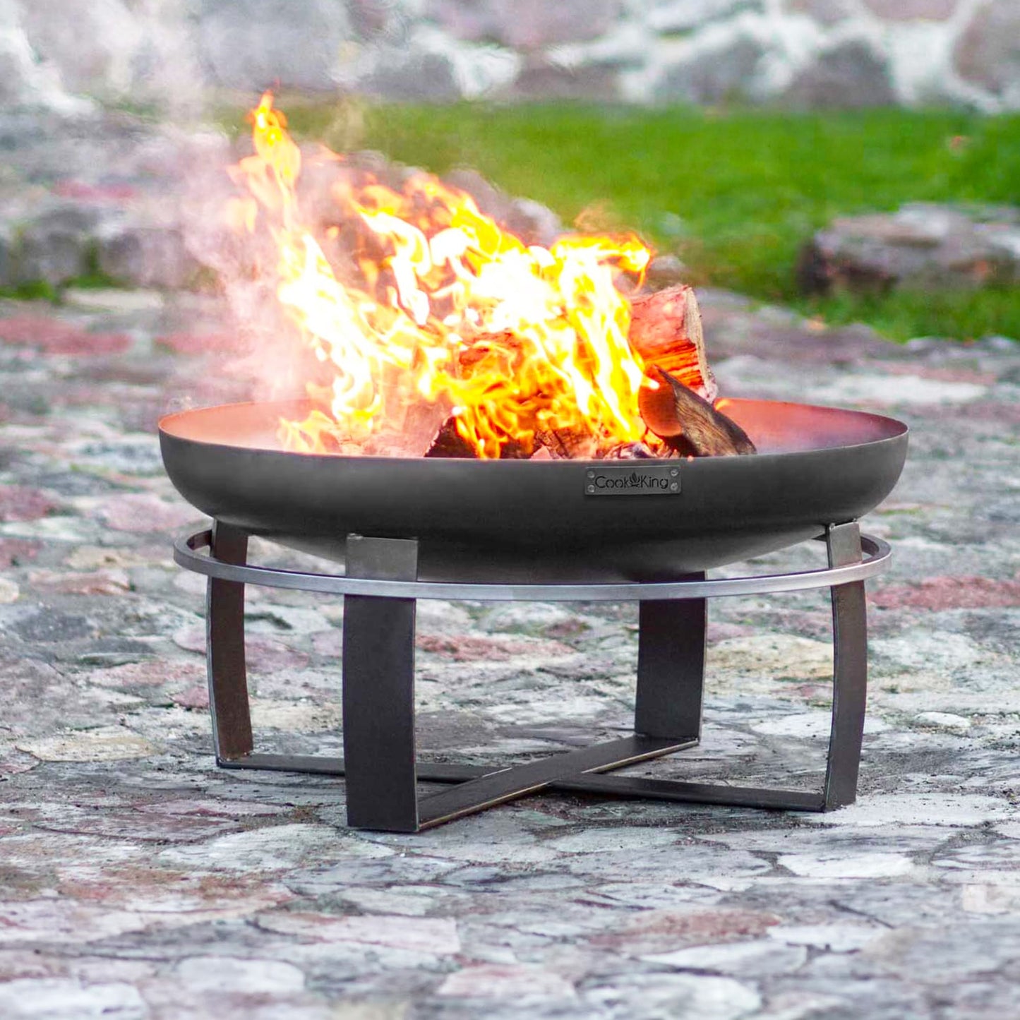 Cook King VIKING - Feuerschale, Feuerschale Garten, Windgeschützte Feuerschale, Durchmesser: 100cm, 80cm, 60cm, 70cm, Höhe: 36cm, aus Stahl