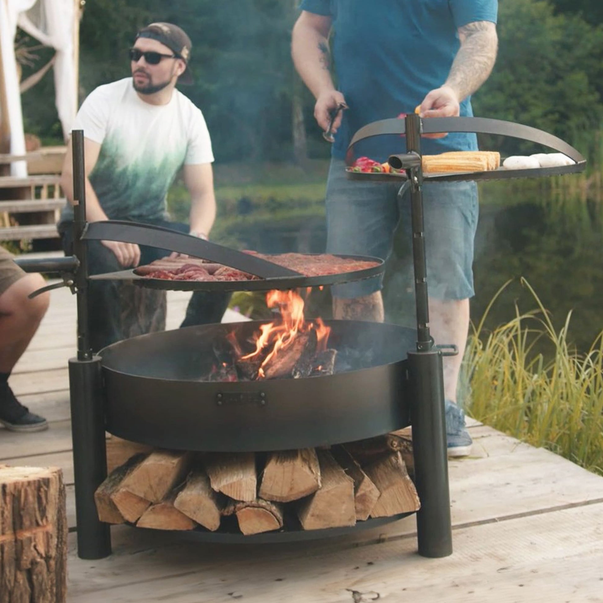 feuerschale mit aufbewahrung Feuerschale 80 cm, Set mit 2 Grillrost und 2 Masten 77 cm, Cook King – TatkraftShop.eu