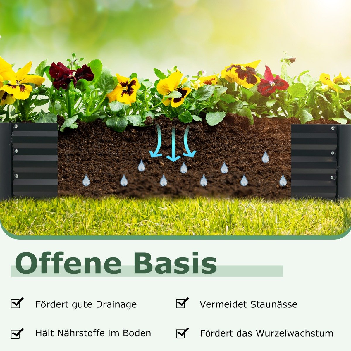Foliengewächshaus, 3 in 1 Gewächshaus garten, mit Hochbeet Metall Pflanzkasten PVC-Folie Blumenbeet mit zwei Fenstern 129x97x96 cm, Silber, Costway, 5