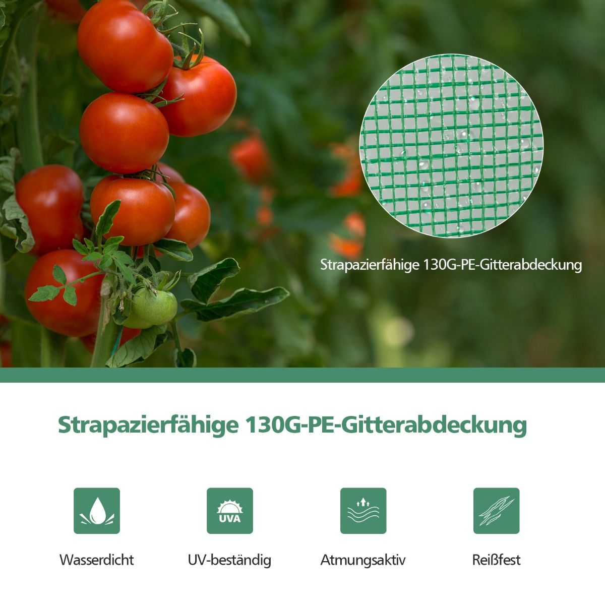 Foliengewächshaus, Gewächshaus garten, Gartengewächshaus, Gewächshaus folie, 100 x 50 x 170 cm Begehbares, Foliengewächshaus stabil, Grün, Costway, 3