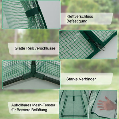 Foliengewächshaus, Gewächshaus garten, Gewächshaus folie, Stabil, mit Allwetter-PE-Abdeckung, 160 x 160 x 183 cm, Grün, Costway, 5