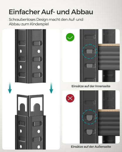 Schwerlastregal, Kellerregal, Lastenregal, 5 Ablagen, 40x90x180cm,  bis 875kg, Standregal, Abstellraum Regal, Grau, Songmics, 5