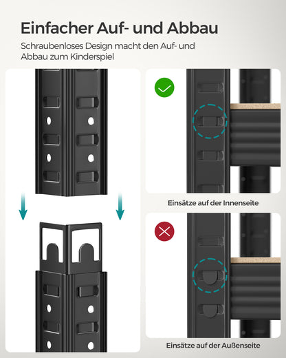 Schwerlastregal, Lastenregal, 60x120x200cm, 5 Ablagen, Kellerregal, Standregal, bis 750kg Schwarz, Songmics, 5