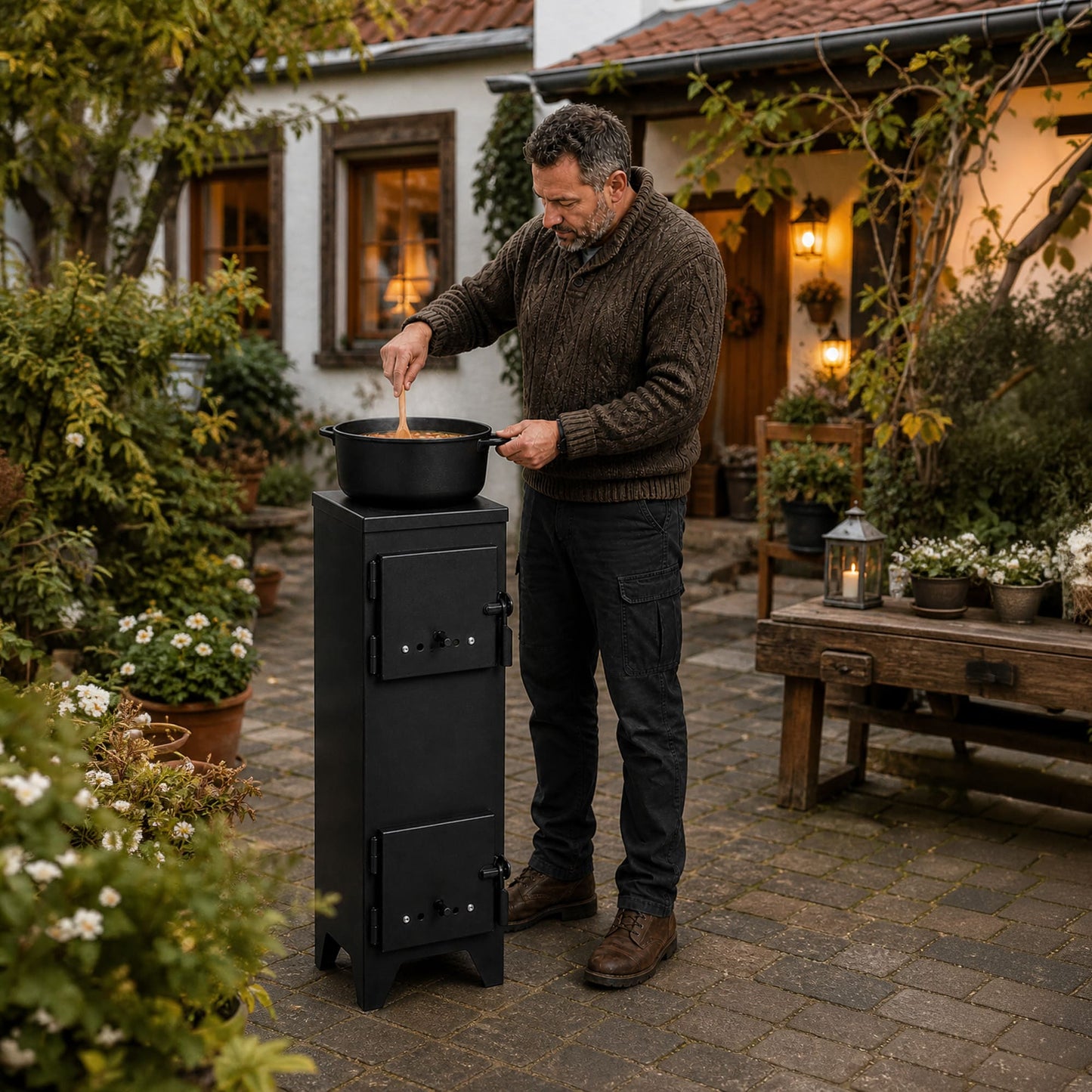 Gartenofen, Campingofen mit Schamotteauskleidung, Zeltofen, Cook King BURNER, Gartenofen kaufen, outdoor