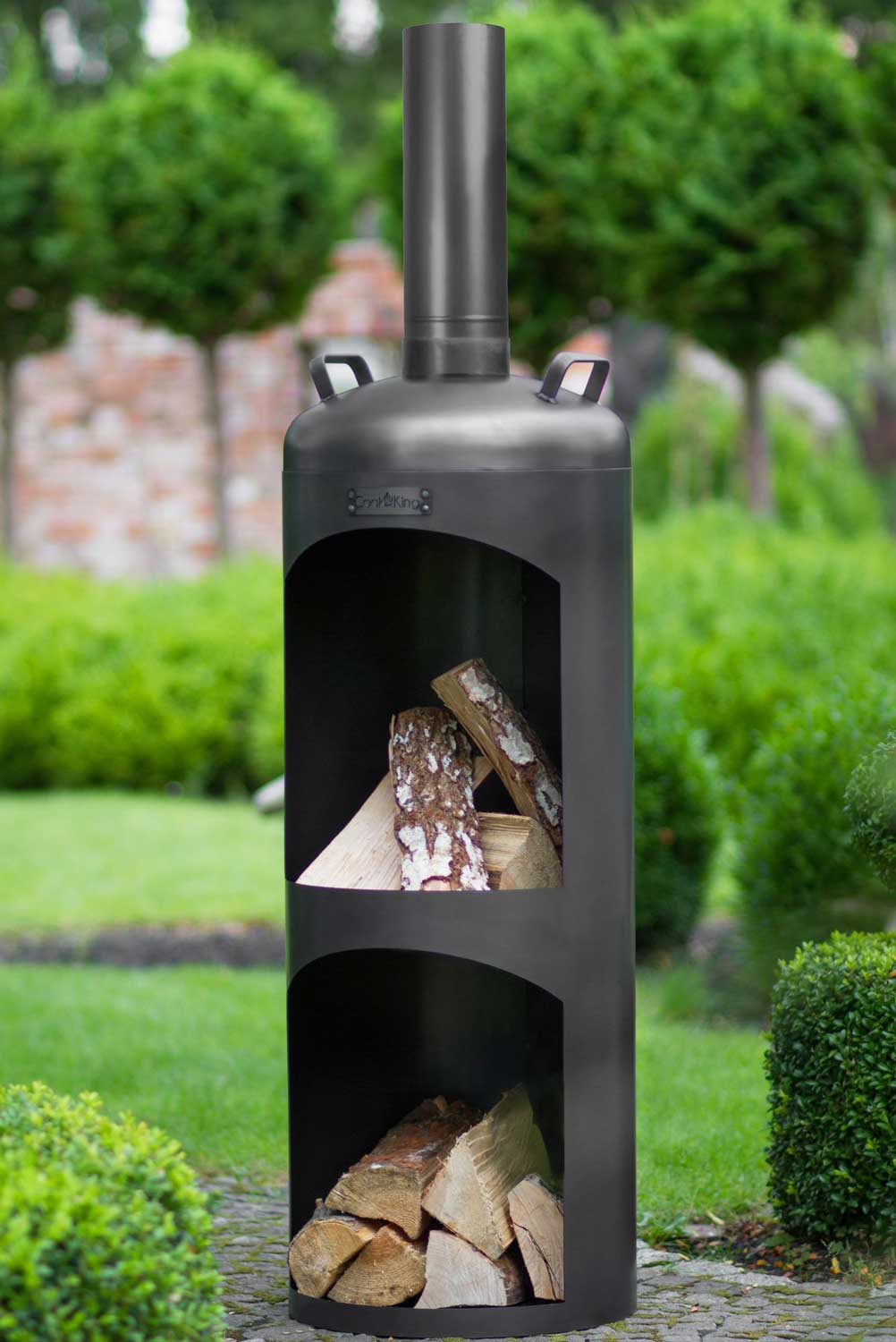 Gartenofen, Gartenkamin, dekorativer Gartenkamin mit FireView für Garten und Terrasse, Feuerresistenter, Cook King „FARO“, 4
