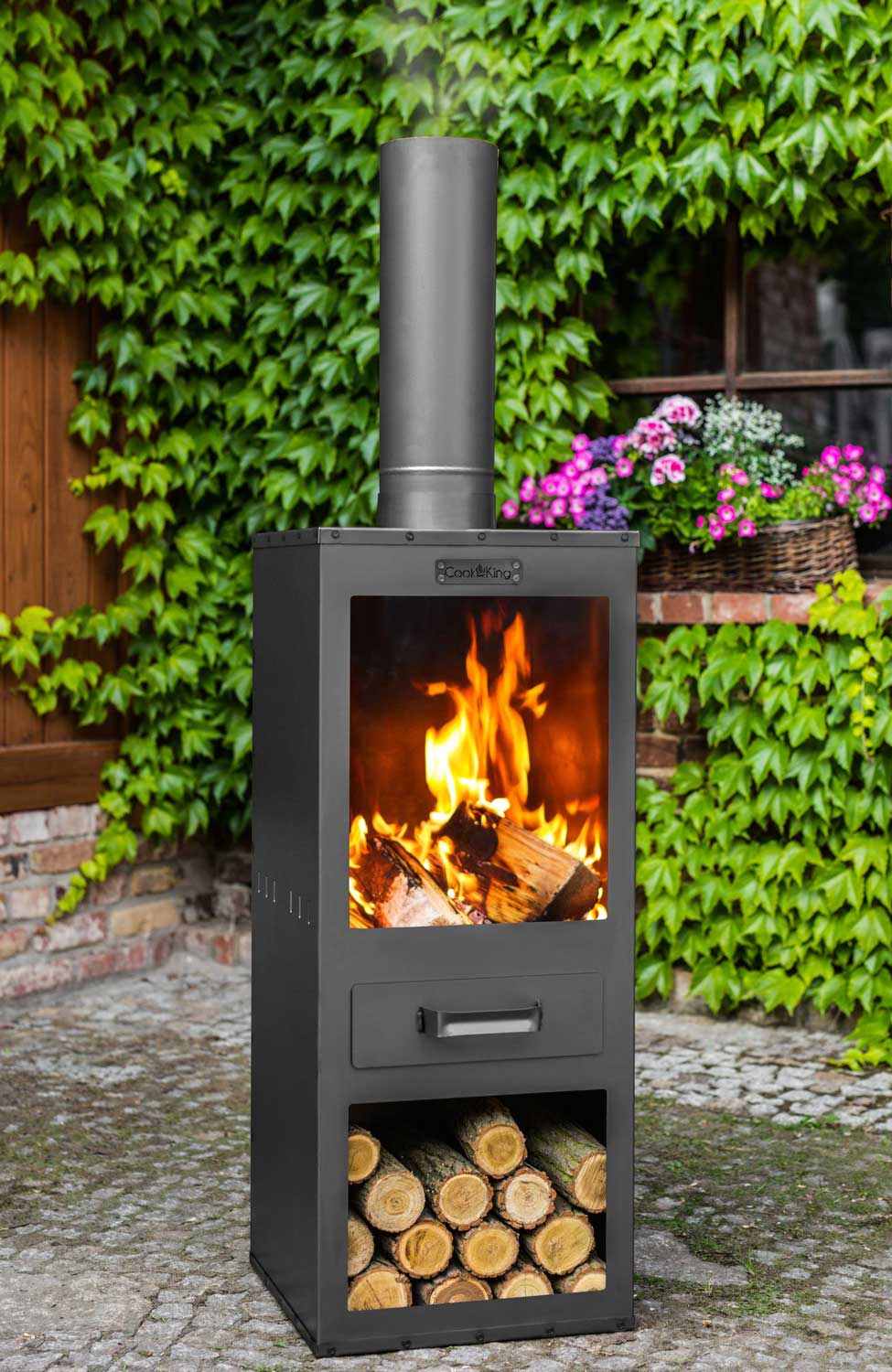 Gartenofen ROSA, Outdoorgrill, Gartenkamin, Outdoor-Küchenofen, Garten-Kamin, Zeltofen Gartenofen