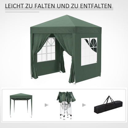 Gartenpavillon, Faltpavillon 2x2m, Pop Up Pavillon, Stabile Zelt, Gartenzelt inkl.Tragetasche, Dunkelgrün, Outsunny, 6