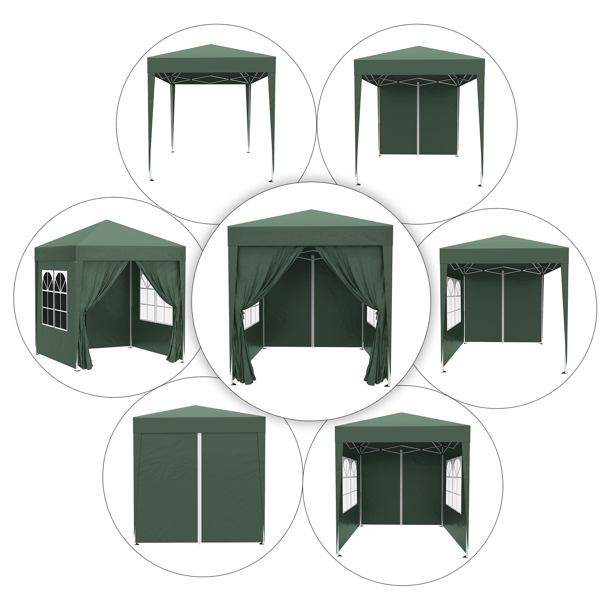 Gartenpavillon, Faltpavillon 2x2m, Pop Up Pavillon, Stabile Zelt, Gartenzelt inkl.Tragetasche, Dunkelgrün, Outsunny, 7