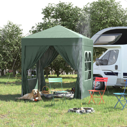 Gartenpavillon, Faltpavillon 2x2m, Pop Up Pavillon, Stabile Zelt, Gartenzelt inkl.Tragetasche, Dunkelgrün, Outsunny, 9