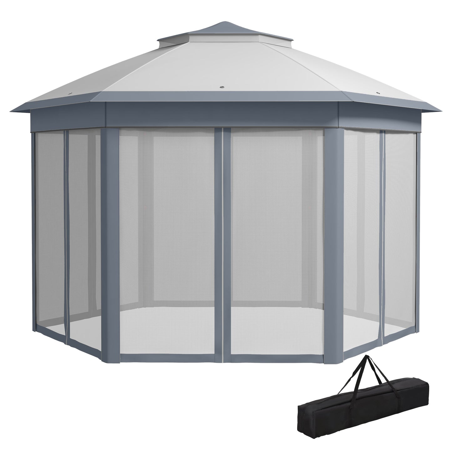 Gartenpavillon, Faltpavillon, Faltpavillon 4x4 m, Stabile Zelt, Pop-Up-Zelt Partyzelt inkl. Tragetasche, Grau, Outsunny, 1