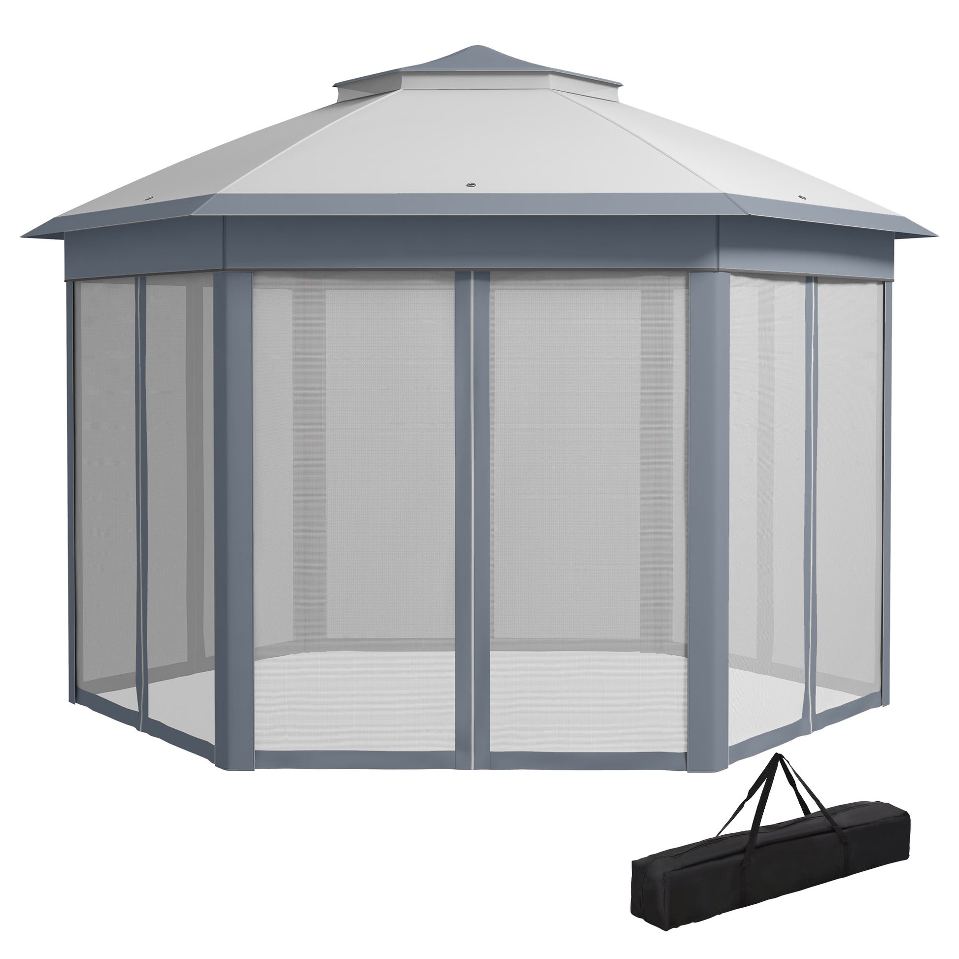 Gartenpavillon, Faltpavillon, Faltpavillon 4x4 m, Stabile Zelt, Pop-Up-Zelt Partyzelt inkl. Tragetasche, Grau, Outsunny, 1