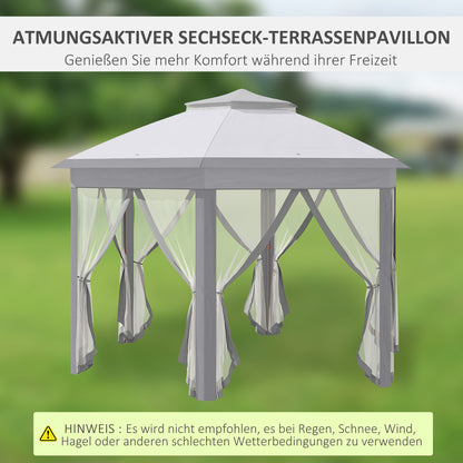 Gartenpavillon, Faltpavillon, Faltpavillon 4x4 m, Stabile Zelt, Pop-Up-Zelt Partyzelt inkl. Tragetasche, Grau, Outsunny, 10