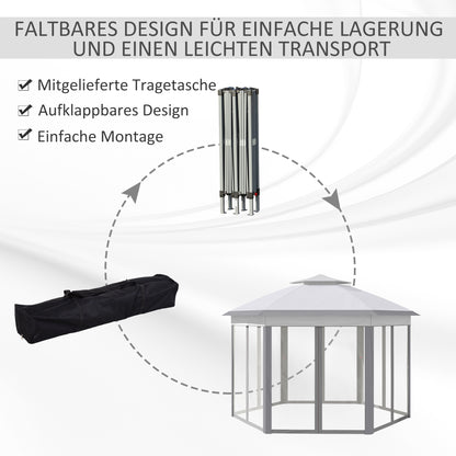 Gartenpavillon, Faltpavillon, Faltpavillon 4x4 m, Stabile Zelt, Pop-Up-Zelt Partyzelt inkl. Tragetasche, Grau, Outsunny, 3