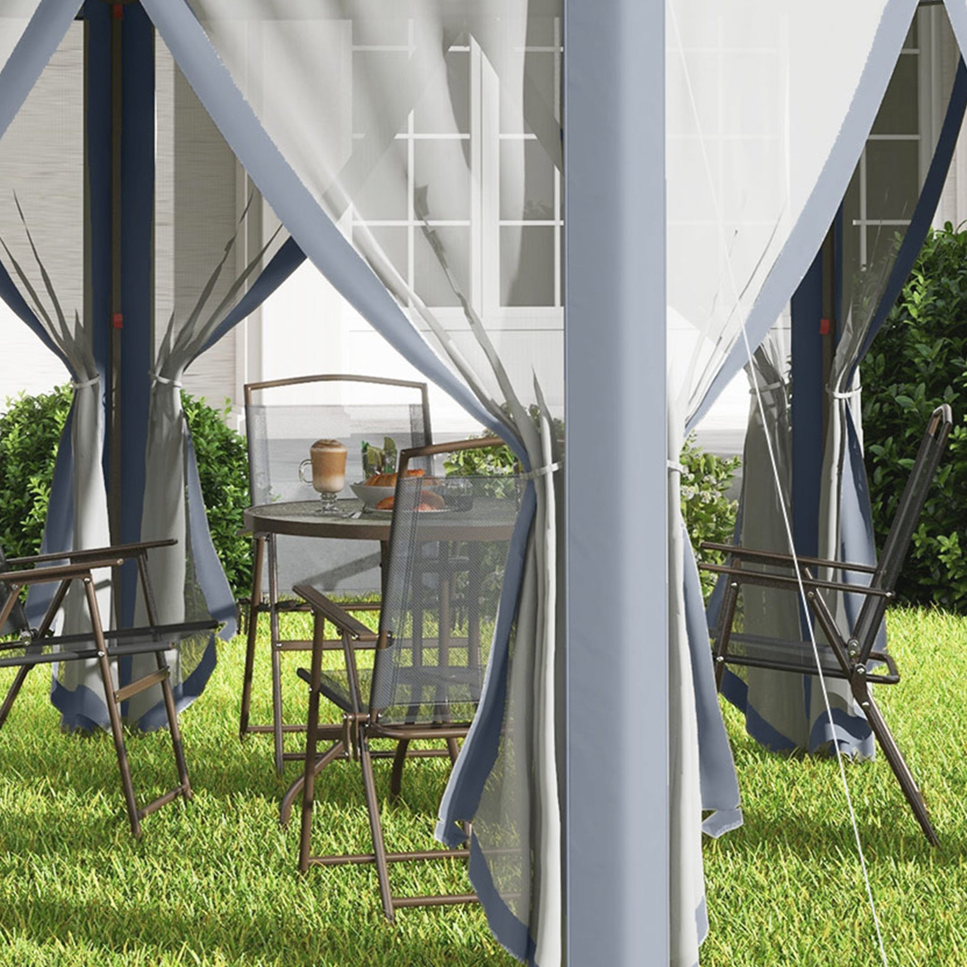 Gartenpavillon, Faltpavillon, Faltpavillon 4x4 m, Stabile Zelt, Pop-Up-Zelt Partyzelt inkl. Tragetasche, Grau, Outsunny, 8