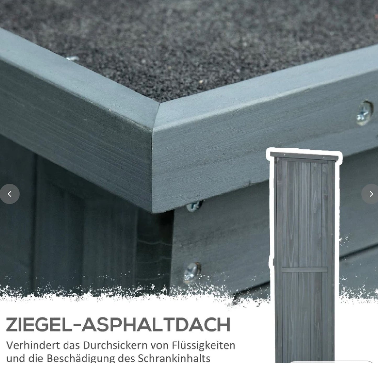 Gartenschrank Holz, Outdoor Schrank, Terrassenschrank, Gerätehaus mit Pultdach, Bitumenpappe, Grau, Outsunny, 11