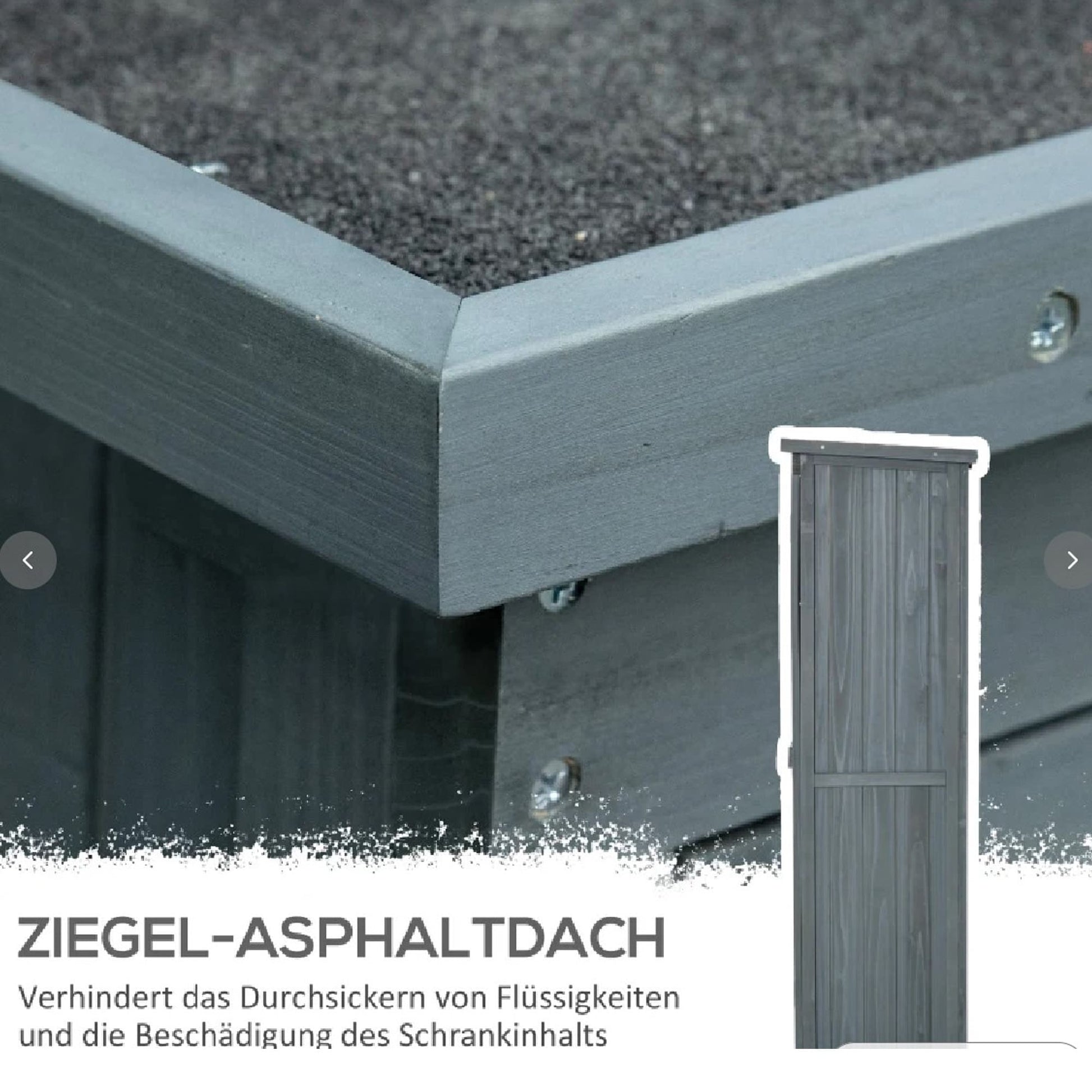 Gartenschrank Holz, Outdoor Schrank, Terrassenschrank, Gerätehaus mit Pultdach, Bitumenpappe, Grau, Outsunny, 11