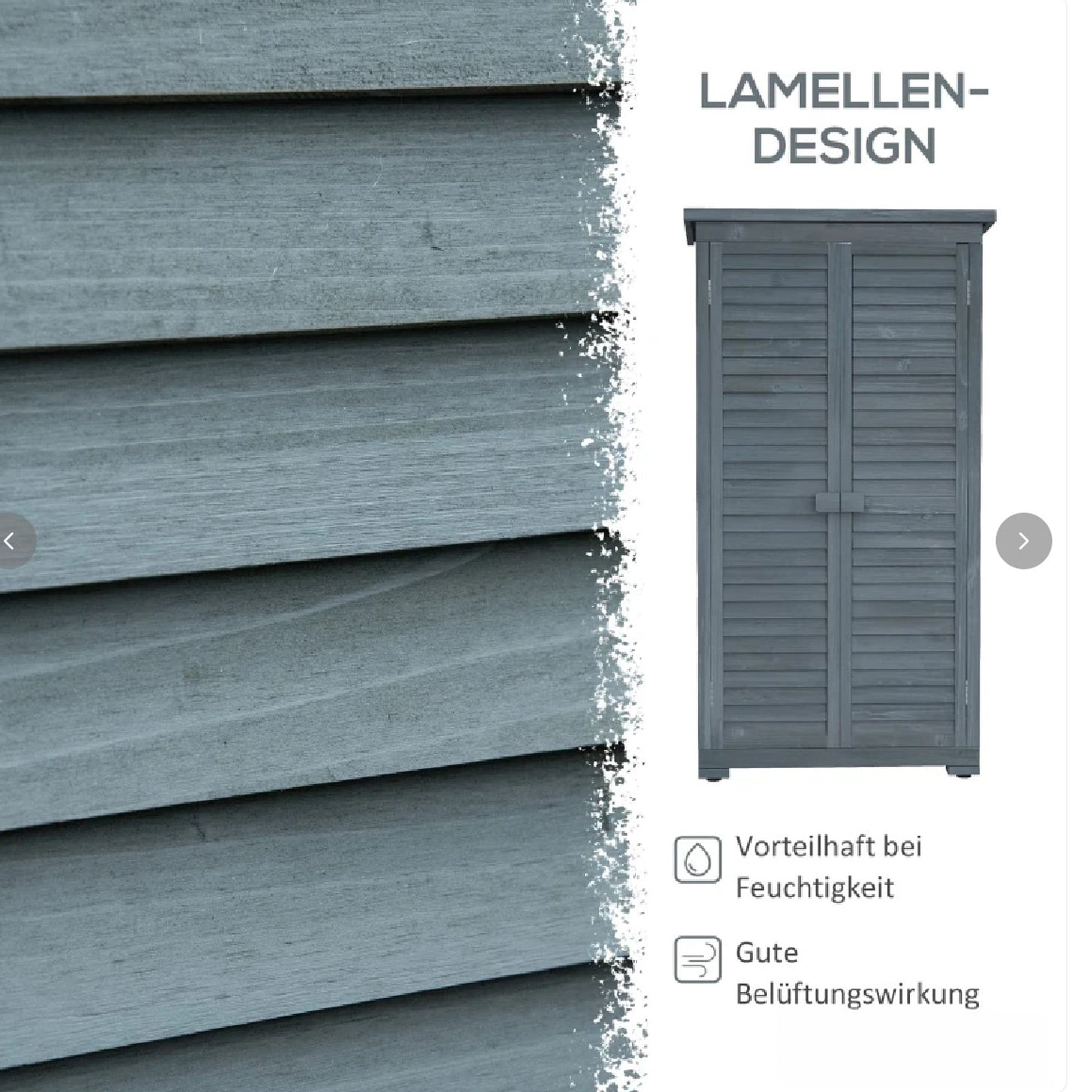 Gartenschrank Holz, Outdoor Schrank, Terrassenschrank, Gerätehaus mit Pultdach, Bitumenpappe, Grau, Outsunny, 12