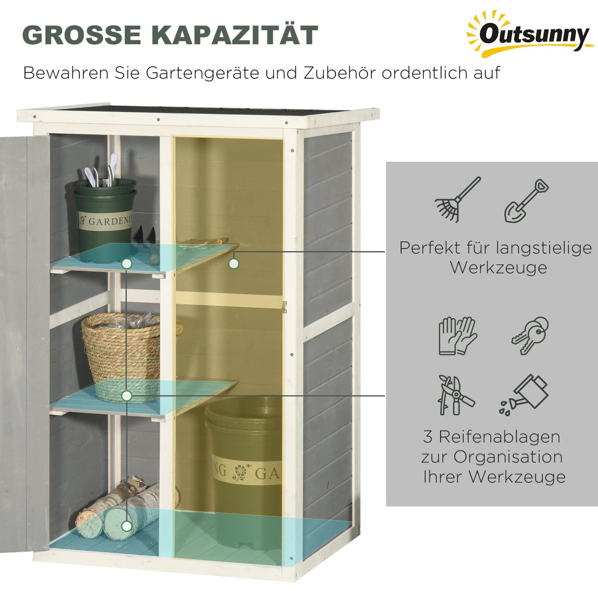 Gartenschrank Wetterfest, Gerätehaus, Outdoor Schrank –