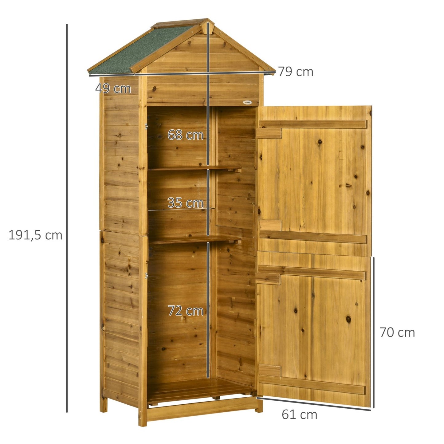 Gartenschrank Holz, Outdoor schrank, Geräteschrank, Gartenschrank, Gartenhaus, 2 Regale, wetterfest, 2 Türen, Outsunny, 2