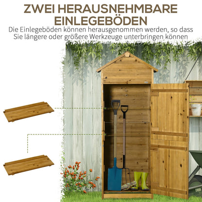 Gartenschrank Holz, Outdoor schrank, Geräteschrank, Gartenschrank, Gartenhaus, 2 Regale, wetterfest, 2 Türen, Outsunny, 4