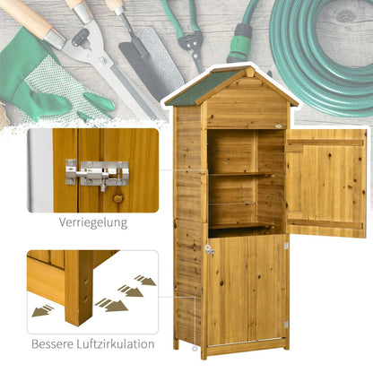 Gartenschrank Holz, Outdoor schrank, Geräteschrank, Gartenschrank, Gartenhaus, 2 Regale, wetterfest, 2 Türen, Outsunny, 6