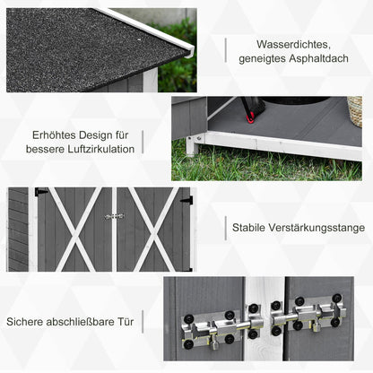 Gartenschrank Wetterfest, Outdoor Schrank Wetterfest, Outdoor Schrank Wetterfest Holz, Geräteschuppen, 2 Türen, Outsunny, 4