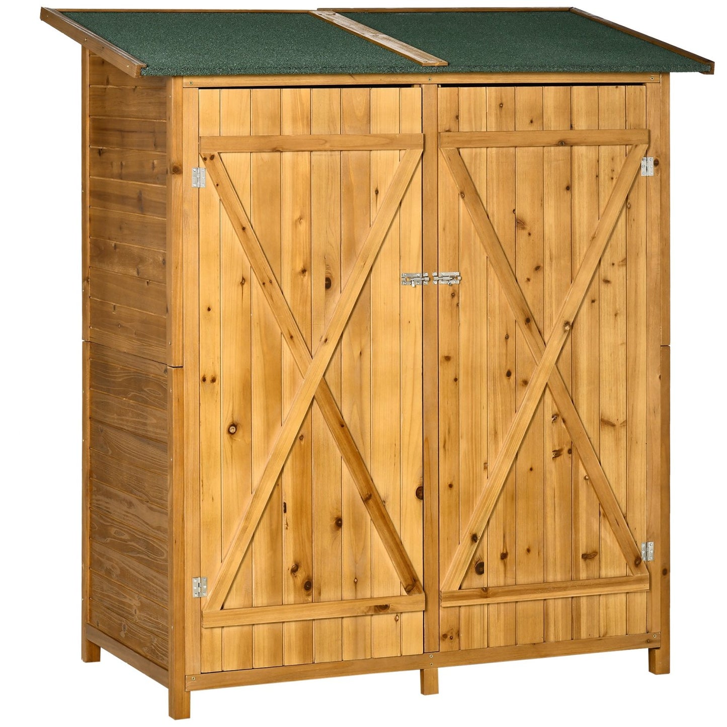 Gartenschrank Holz, Outdoor Schrank, Gartenschrank Wetterfest, Geräteschuppen, 2 Tür Geräteschrank, Outsunny, 1