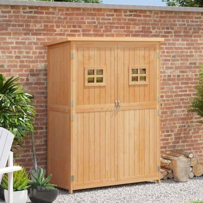 Gartenschrank Holz, Outdoor schrank, Terrassenschrank, Geräteschuppen holz, Gerätehaus Geräteschrank Pultdach, Outsunny, 4
