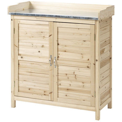 Gartenschrank Holz, Outdoor schrank, Werkzeugschrank, Pflanztisch mit Unterschrank, Geräteschrank, Natur , Outsunny, 8