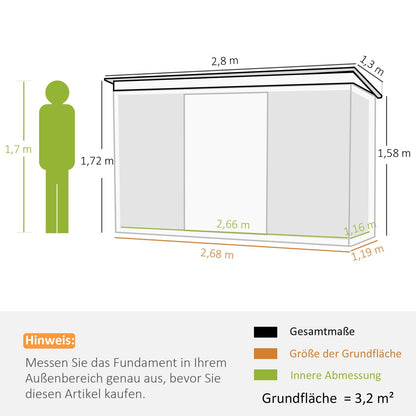 Gerätehaus, Gerätehaus metall, Geräteschuppen mit Schiebetür, Gartenschrank, Outdoor schrank, Lüftungsfenster, Outsunny, 2