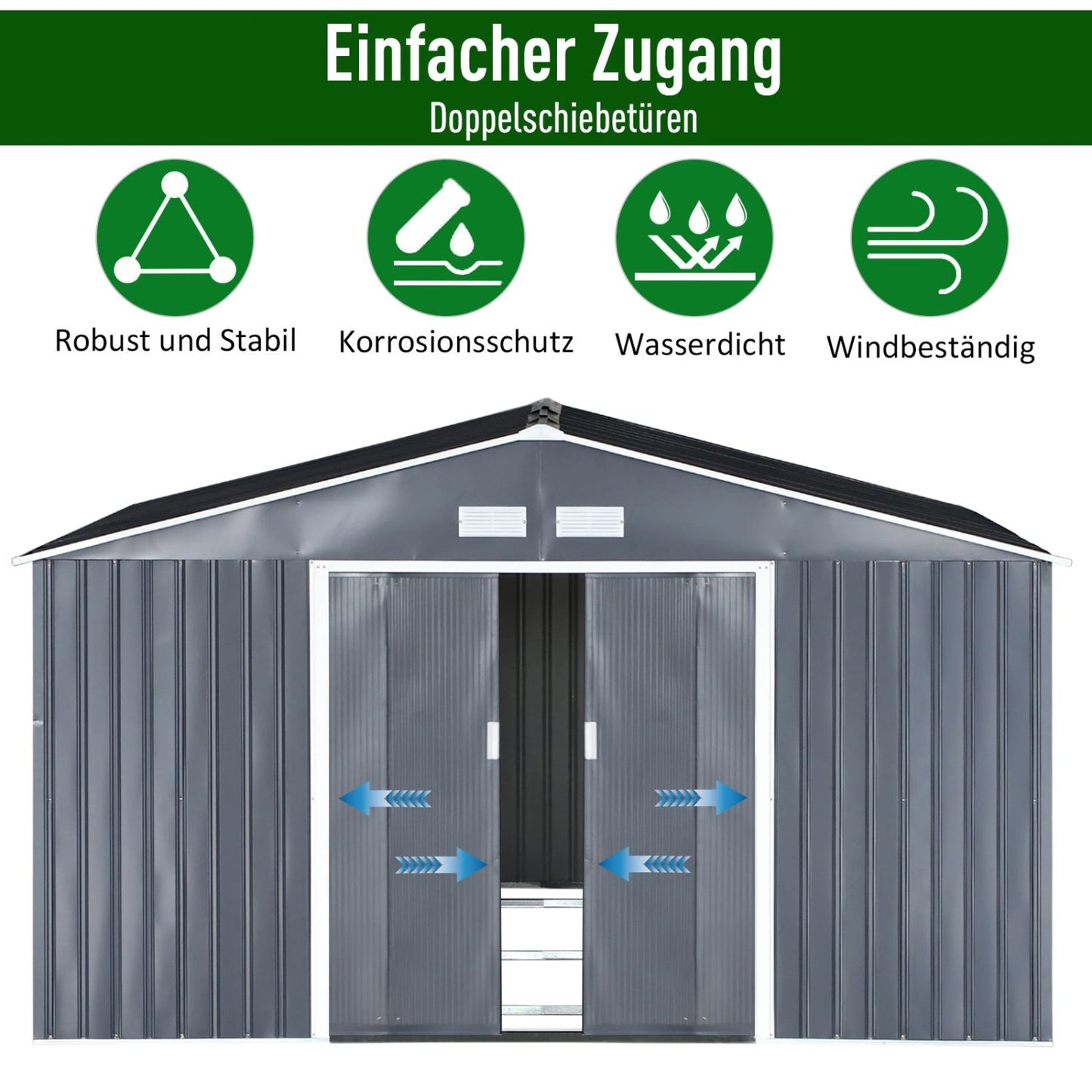 Geräteschuppen, Gerätehaus, Gartenschrank Wetterfest, Gerätehaus metall, mit Fundament, Outdoor schrank, Outsunny, 2