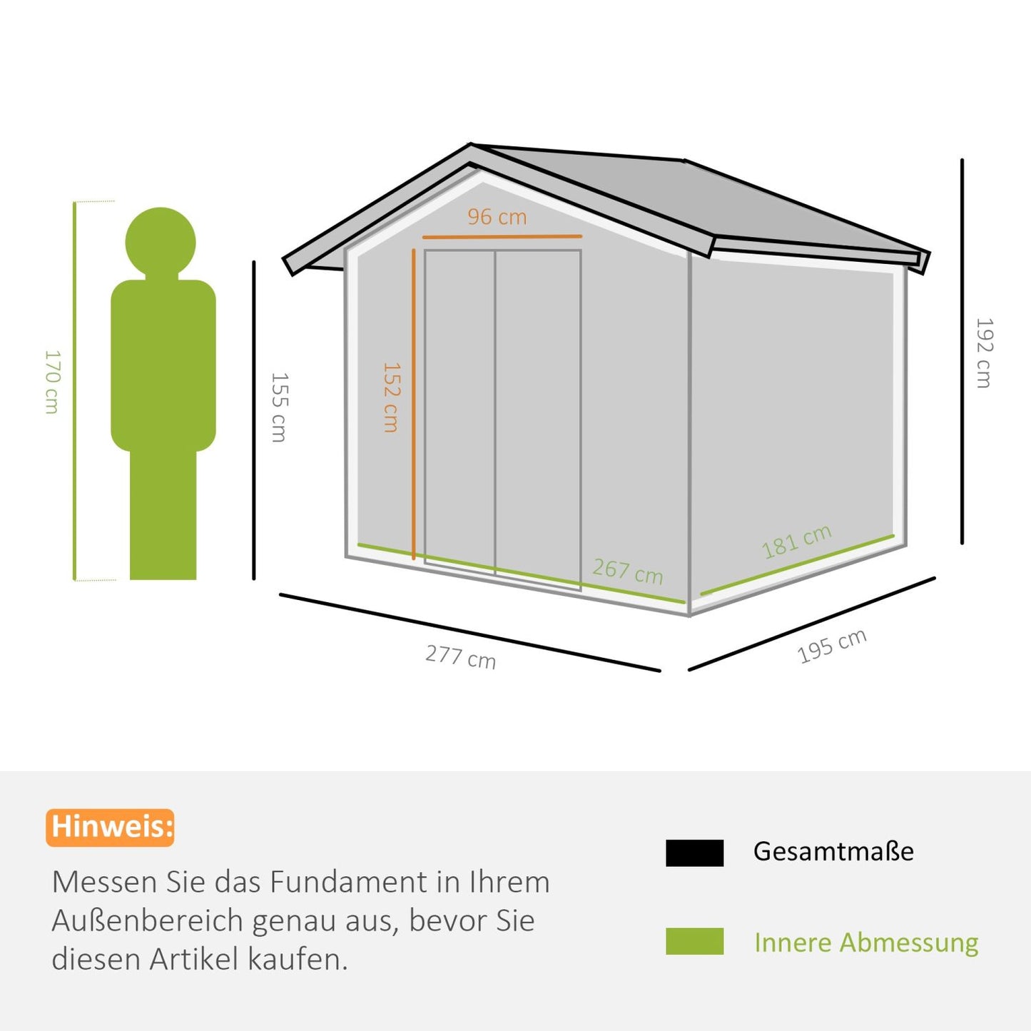 Gerätehaus, Gerätehaus metall, Gartenhaus mit Fundament, Geräteschuppen, Gartenschrank, Outdoor schrank, wetterfest, Outsunny, 3