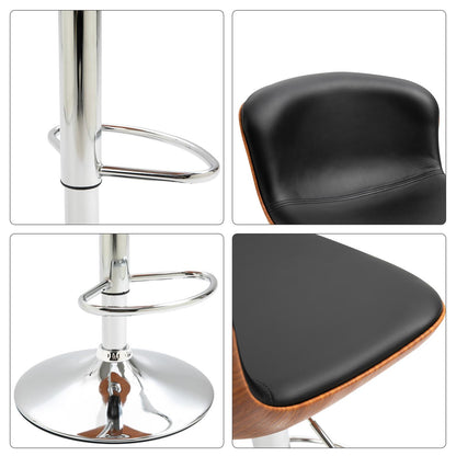 Barhocker höhenverstellbar, Barhocker 2er set, mit Fußstütze, Barstuhl mit Rückenlehne, Bistrohocker, Schwarz, HOMCOM, 6