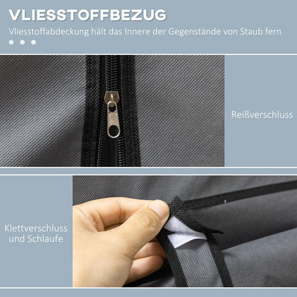 Stoffkleiderschrank, Faltschrank, Faltbarer Kleiderschrank, Stoffschrank, mit Reißverschluss, Dunkelgrau, HOMCOM, 3