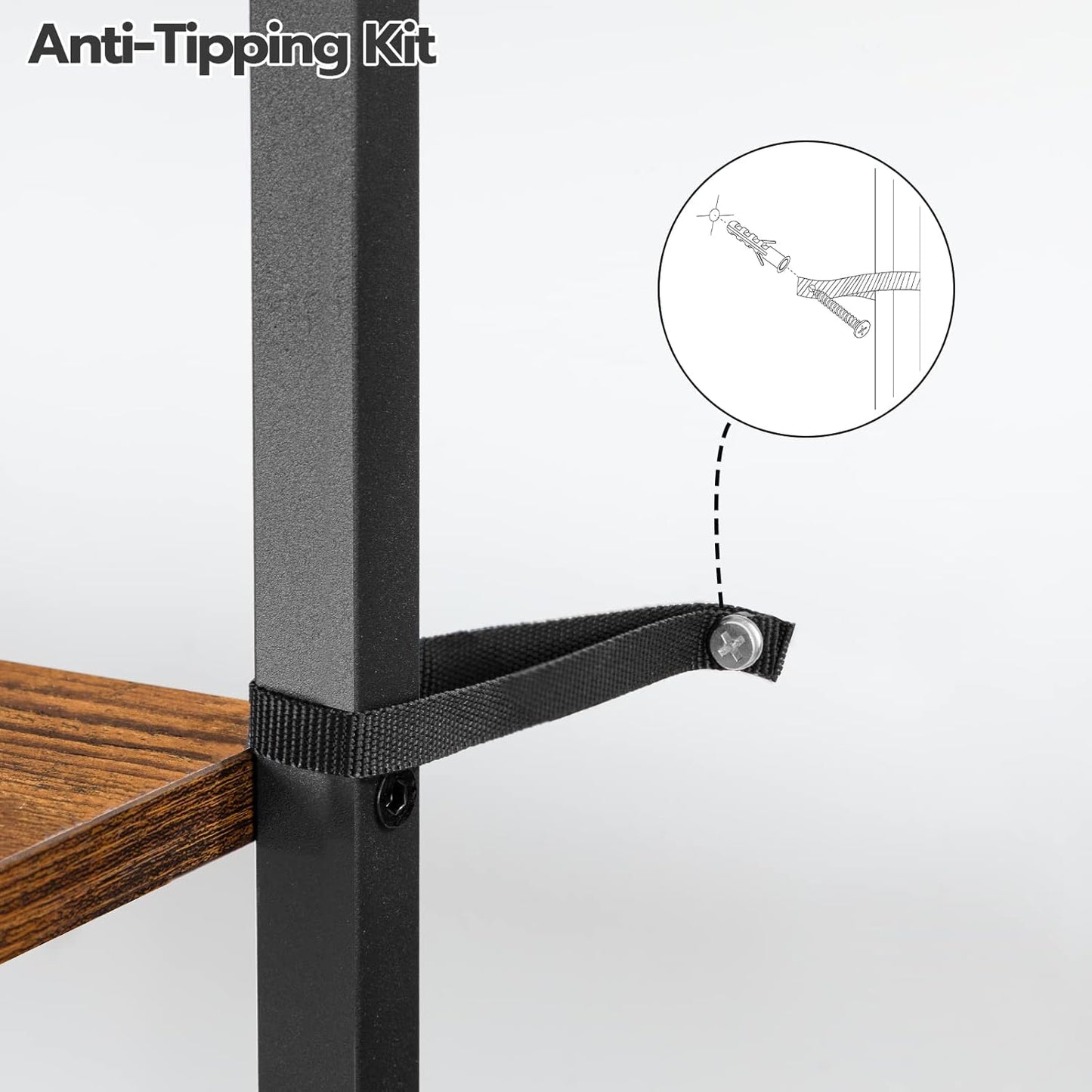Weinregal, Flaschenregal, für 16 Flaschen, Weinständer, mit Tischplatte, Weinglashalter, Braun-schwarz, HOOBRO, 6
