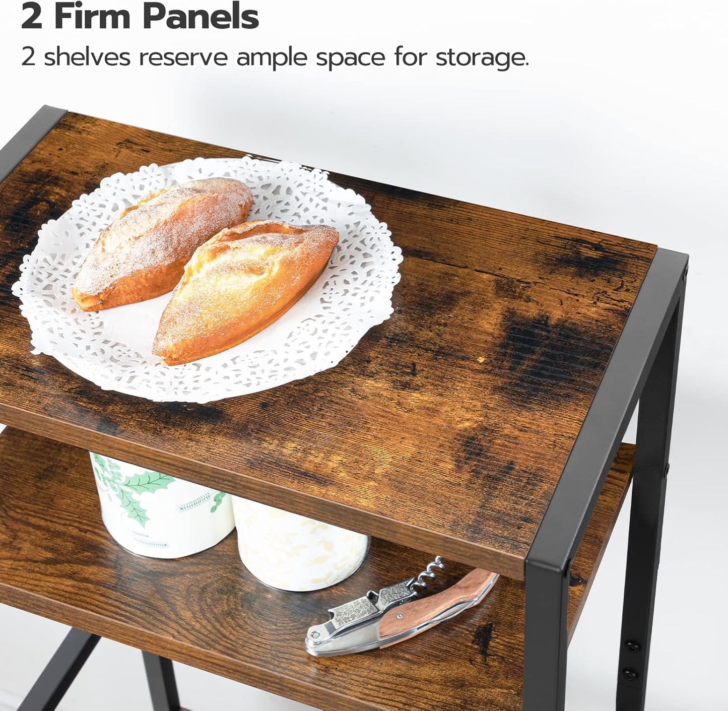 Weinregal, Flaschenregal, für 16 Flaschen, Weinständer, mit Tischplatte, Weinglashalter, Braun-schwarz, HOOBRO, 2