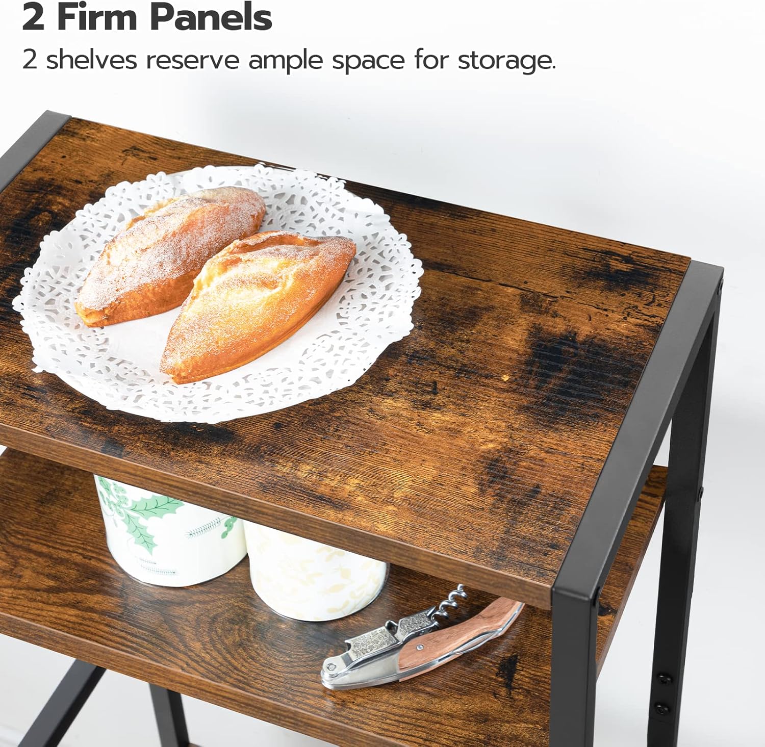 Weinregal, Flaschenregal, für 16 Flaschen, Weinständer, mit Tischplatte, Weinglashalter, Braun-schwarz, HOOBRO, 2