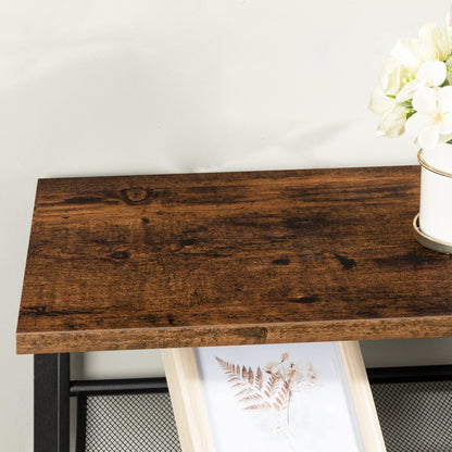 Schuhregal, 10 Ebenen, Schuhregal metall, 9 Netzablage für 32-40 Paar, Schuhregal Schmal Hoch, Braun-Schwarz, HOOBRO, 4